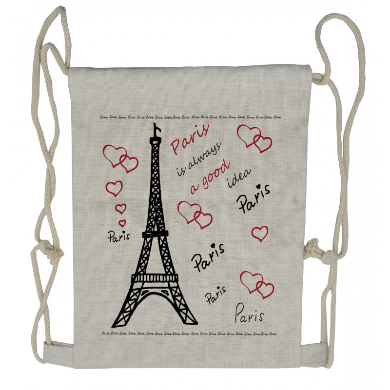 Eiffel Tower Paris Drawstring Backpack