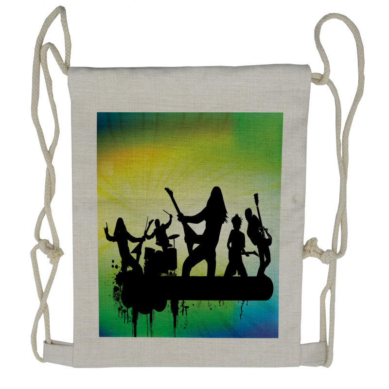 Energetic Rock Band Drawstring Backpack