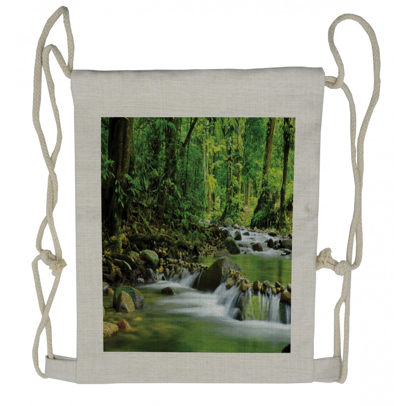 Tropic Mountain Stream Drawstring Backpack