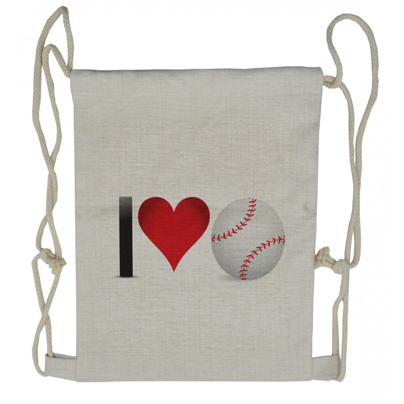 I Love Baseball Heart Drawstring Backpack