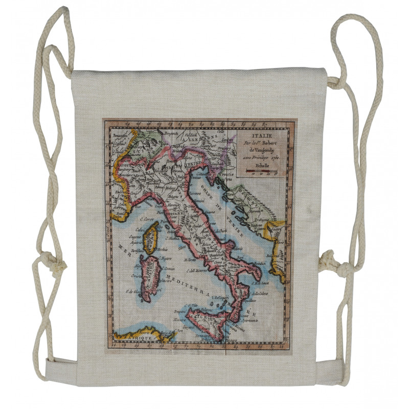 Old Italy Map Drawstring Backpack