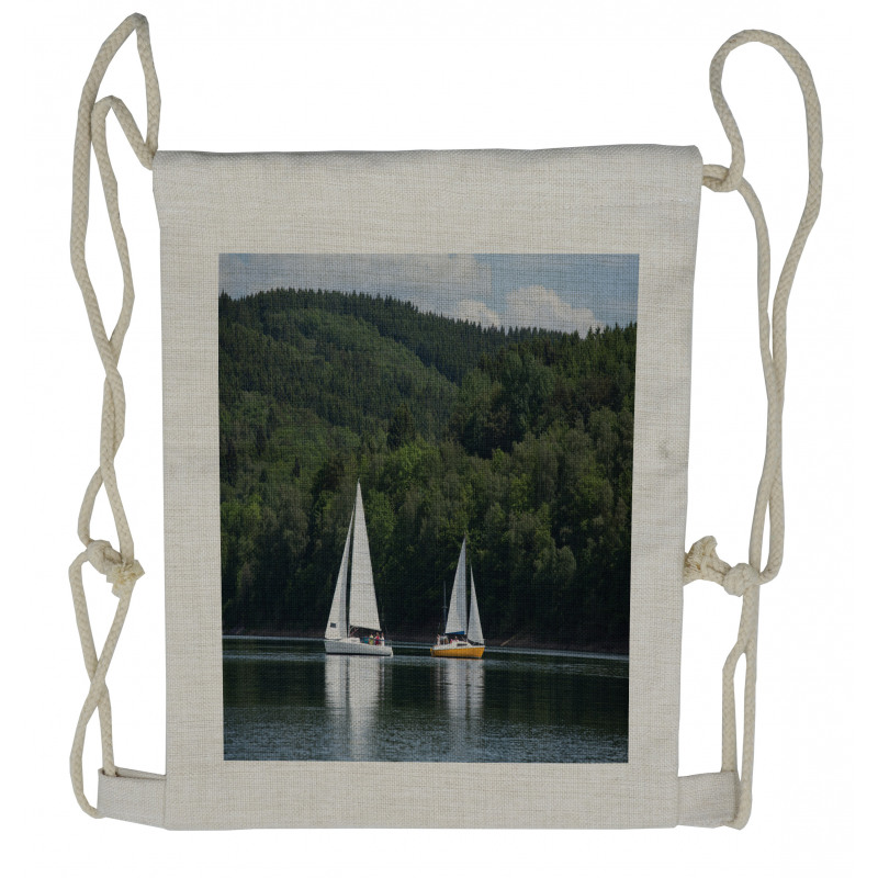 Sailboats on a Lake Drawstring Backpack