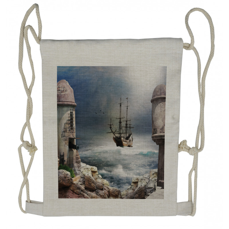 Pirate Merchant Ship Drawstring Backpack