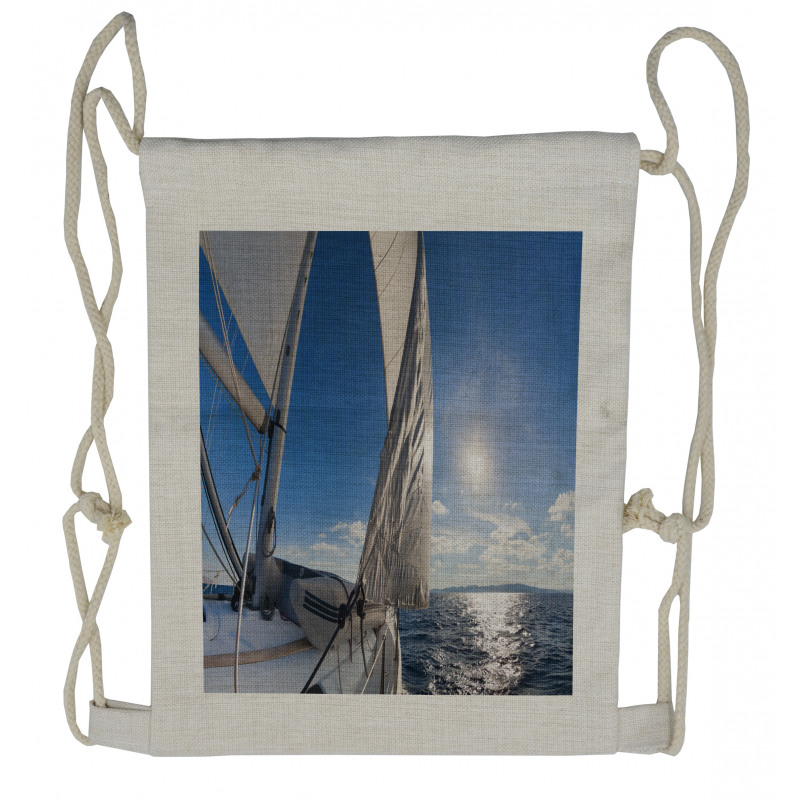 Sailing Boat in Sea Drawstring Backpack