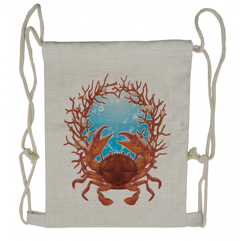 Seashells and Red Coral Drawstring Backpack