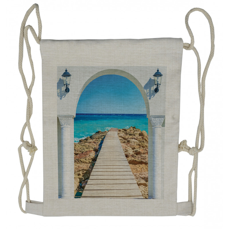 Sea with a Quay Coast Drawstring Backpack