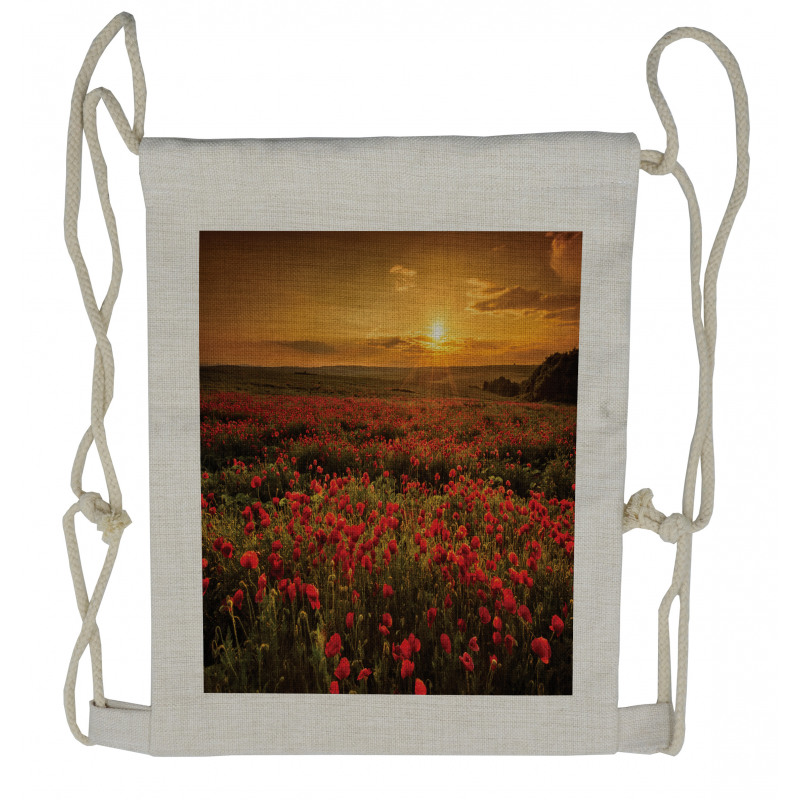 Sunset Meadow Farmland Drawstring Backpack