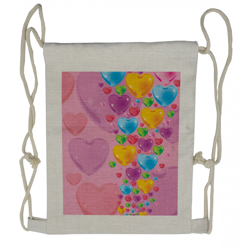 Love Romantic Hearts Drawstring Backpack