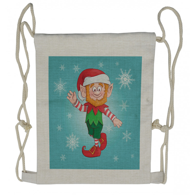 Little Man Dwarf and Snowflakes Drawstring Backpack