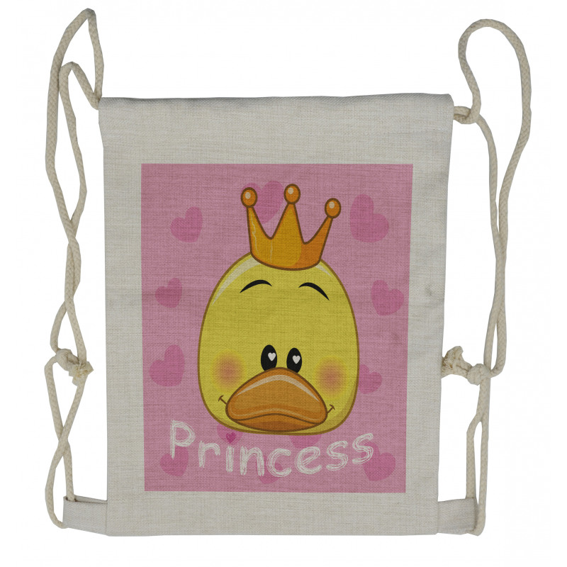 Princess Duck with Tiara Drawstring Backpack