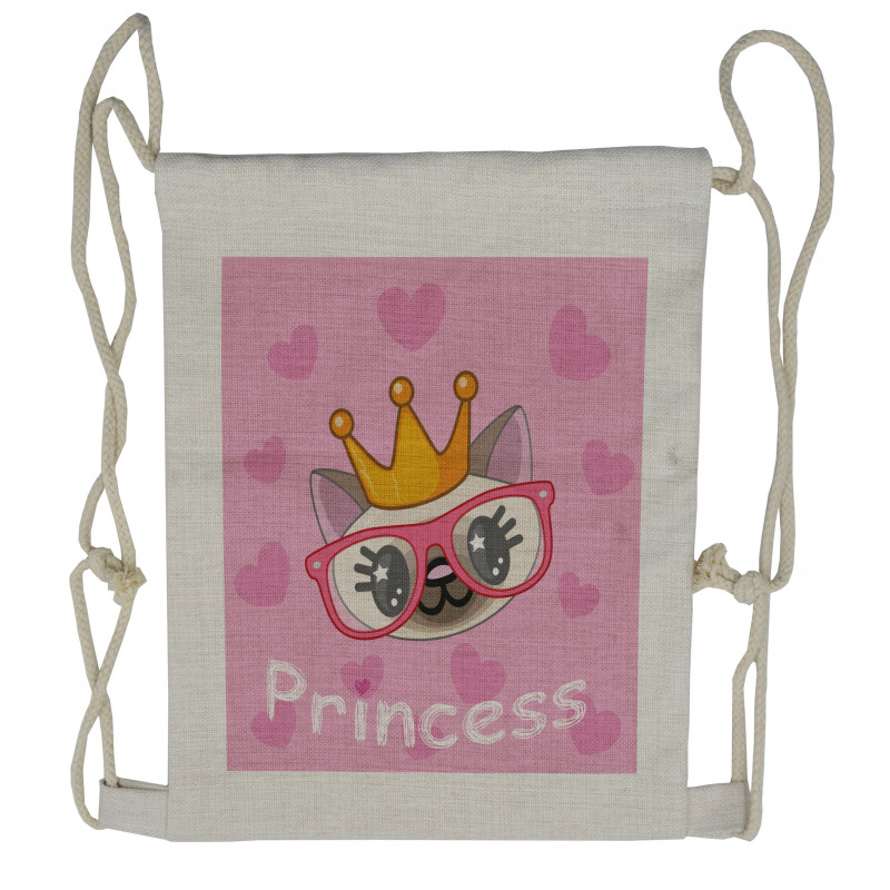 Happy Princess Cat Drawstring Backpack