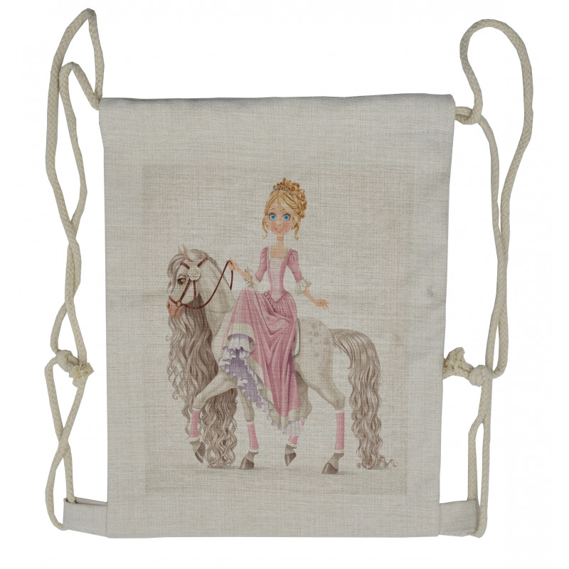 Princess on White Horse Drawstring Backpack