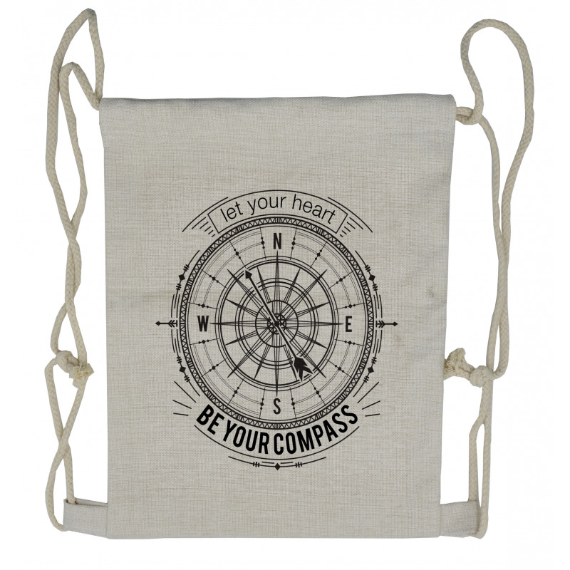 Monochrome Compass Drawstring Backpack