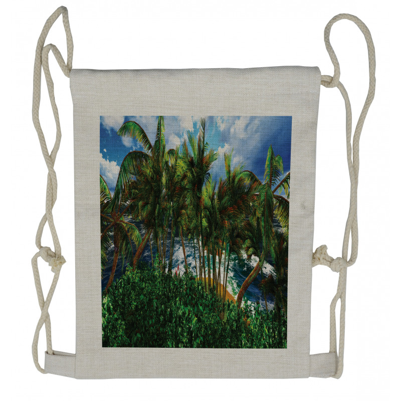 Hawaii Island Palm Tree Drawstring Backpack