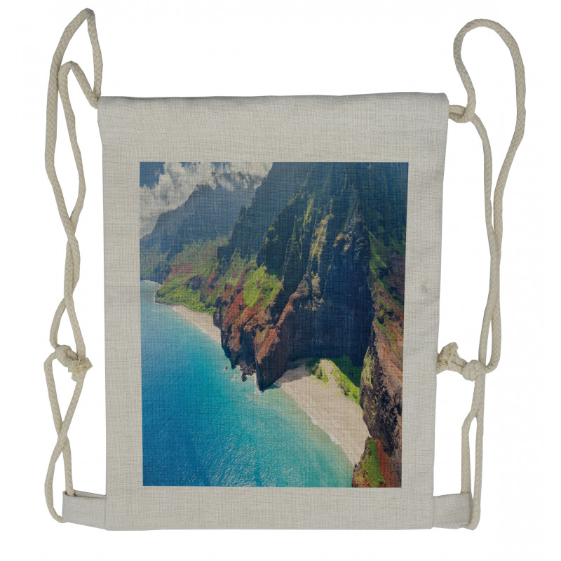 Na Pali Coast Island Drawstring Backpack