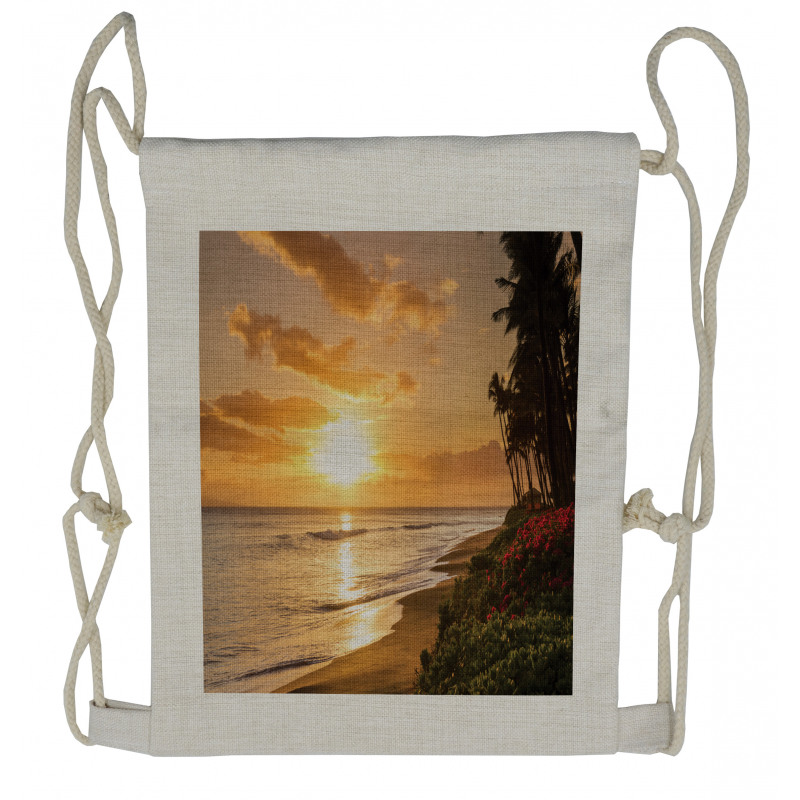 Sunset on Sands Beach Drawstring Backpack