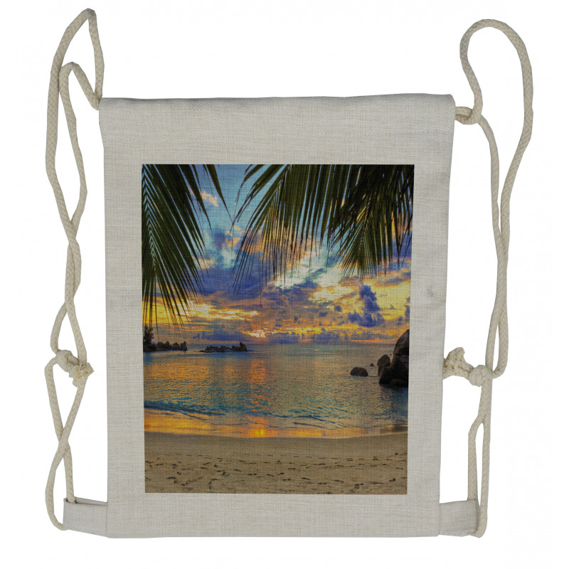 Exotic Beach Photo Drawstring Backpack