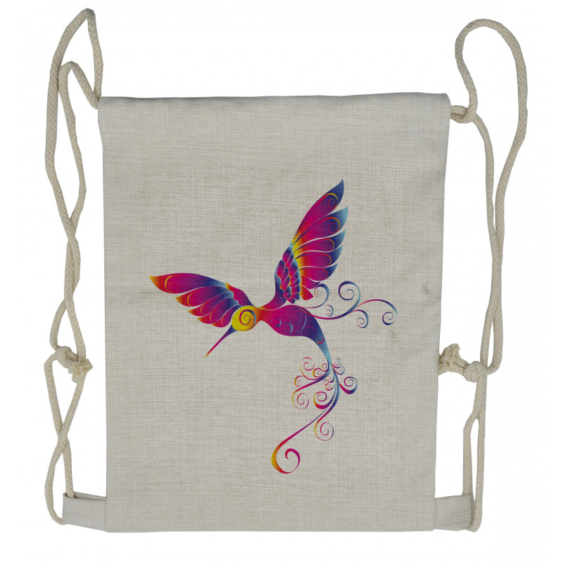 Feather Hummingbird Drawstring Backpack