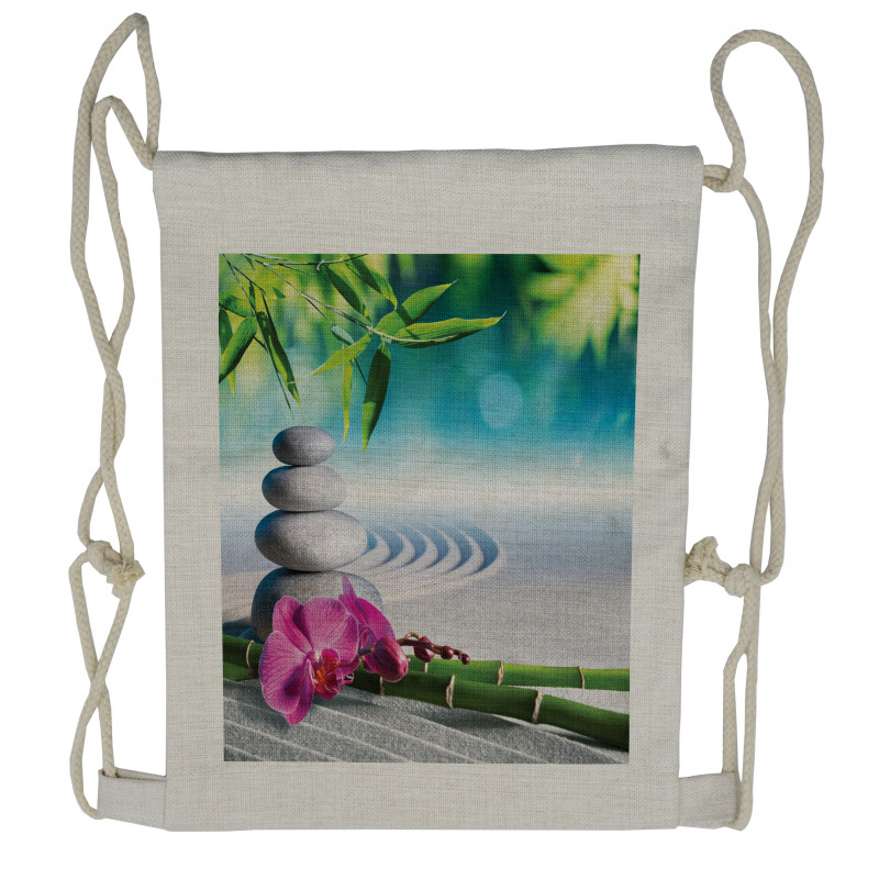 Spa Sand Orchid Flower Drawstring Backpack