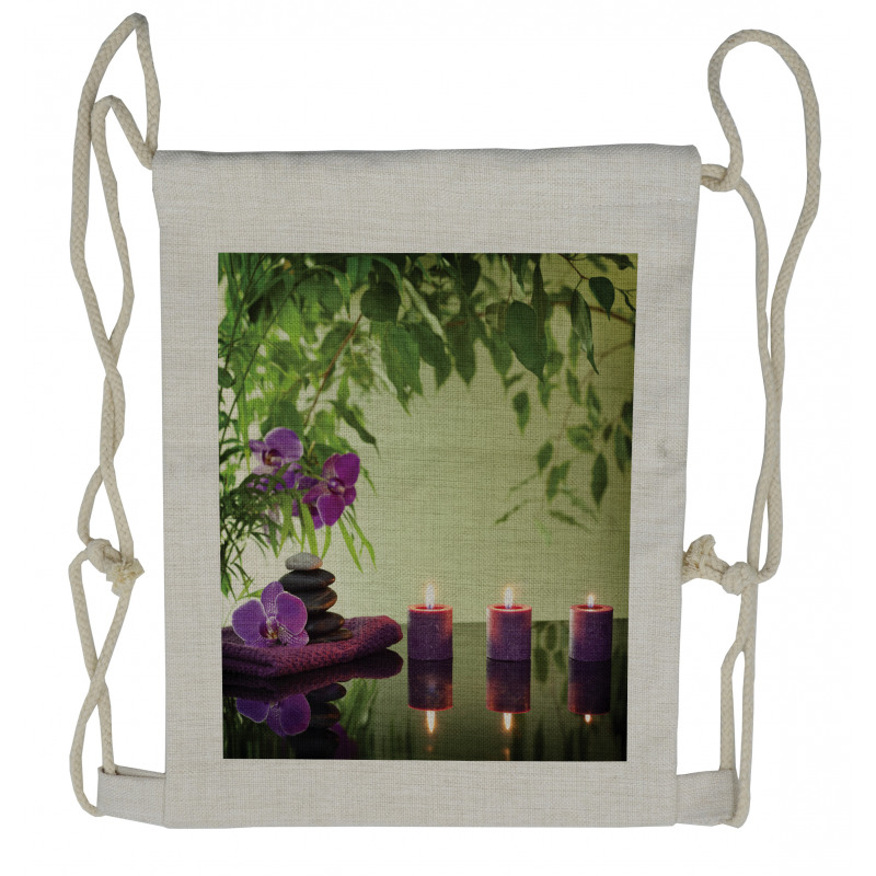 Spa Candles Orchids Bloom Drawstring Backpack