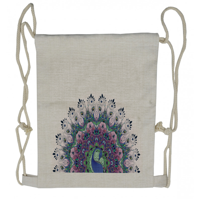 Exotic Wild Peacock Drawstring Backpack