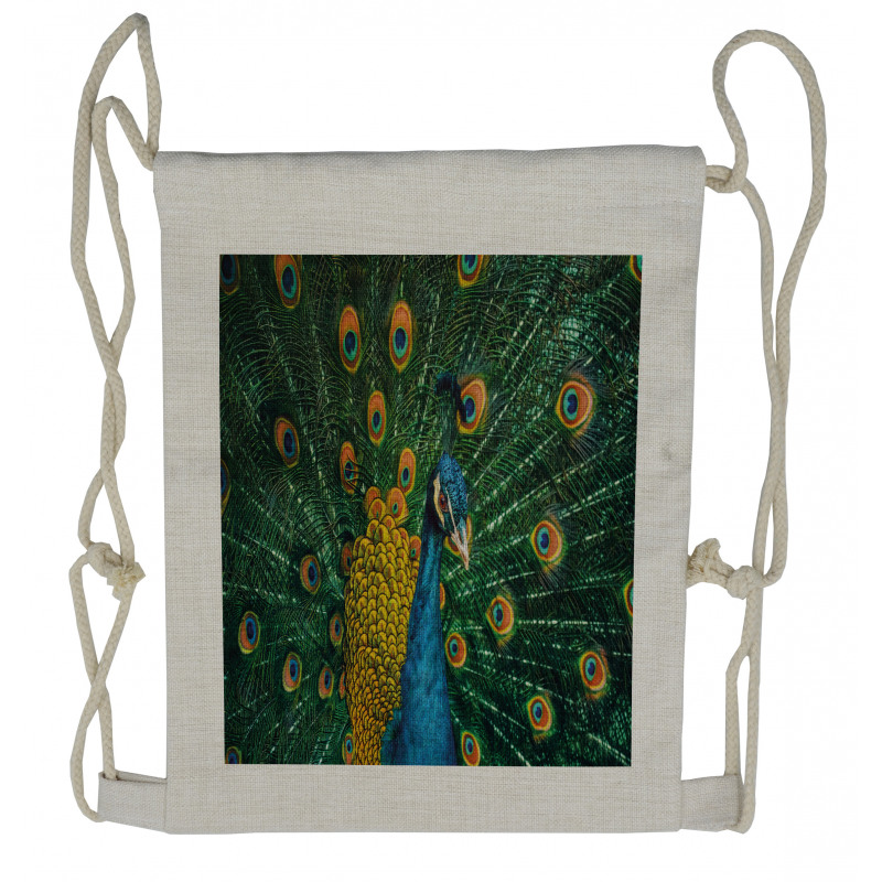 Portrait of the Peacock Drawstring Backpack