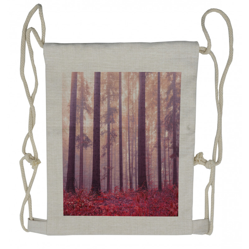 Trees Foggy Sunlight Drawstring Backpack