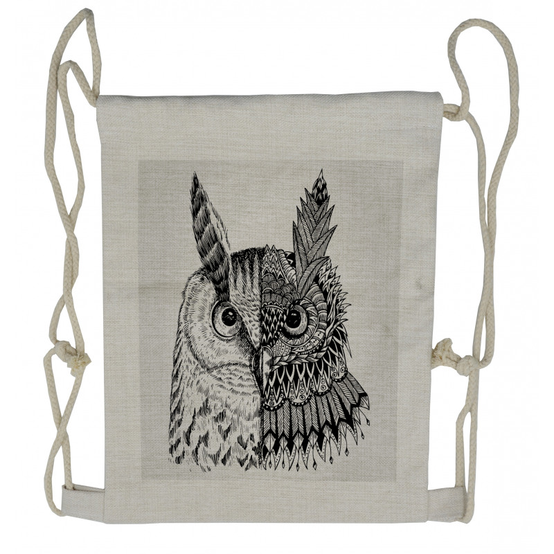 2 Animal Faces Design Drawstring Backpack