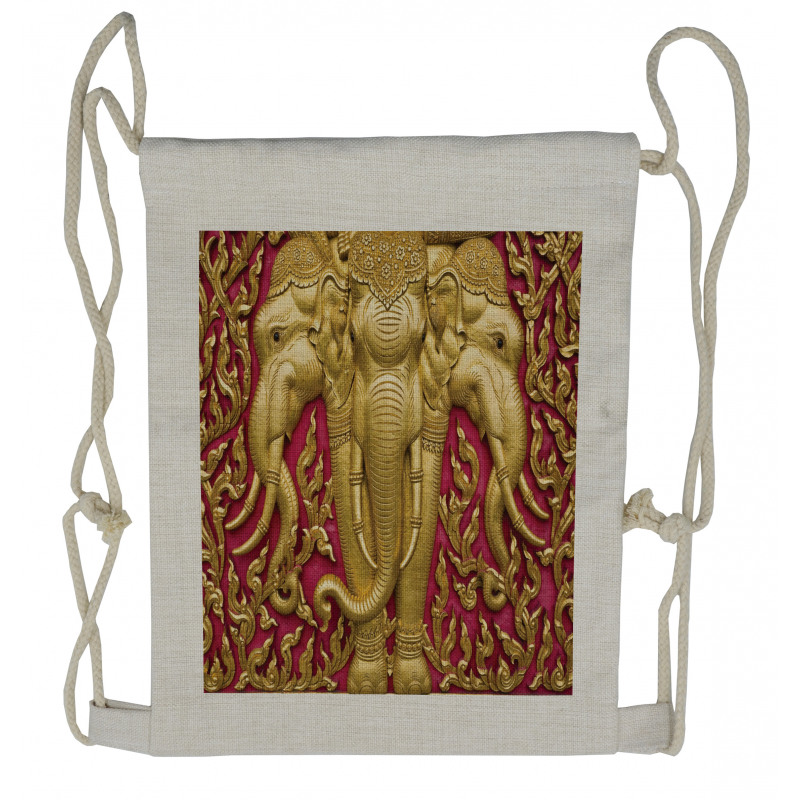 Thai Art Building Door Drawstring Backpack