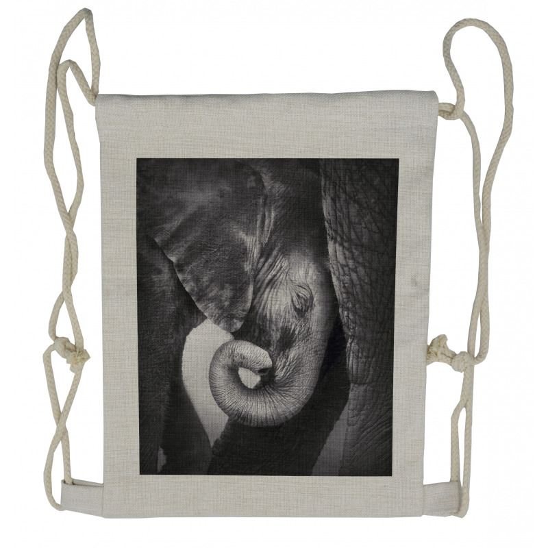 Elephant Mother and Baby Drawstring Backpack