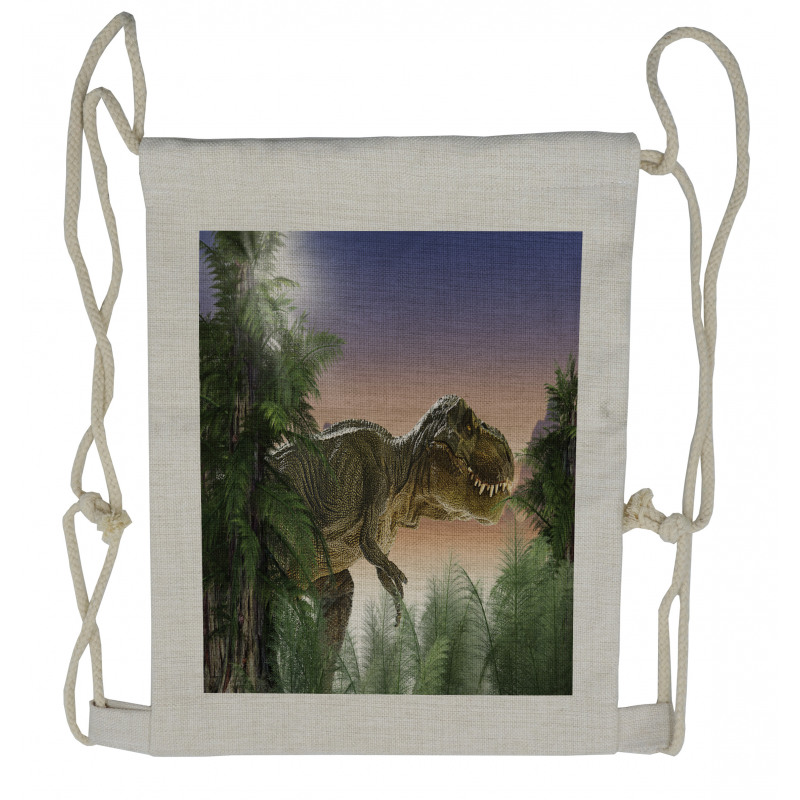 Dinosaur in the Jungle Drawstring Backpack