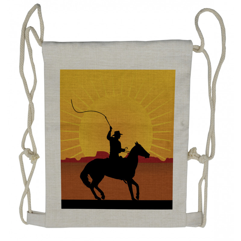 Cowboy on Horse Shade Drawstring Backpack