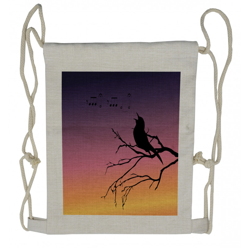 Gradient Sunrise Bird Drawstring Backpack