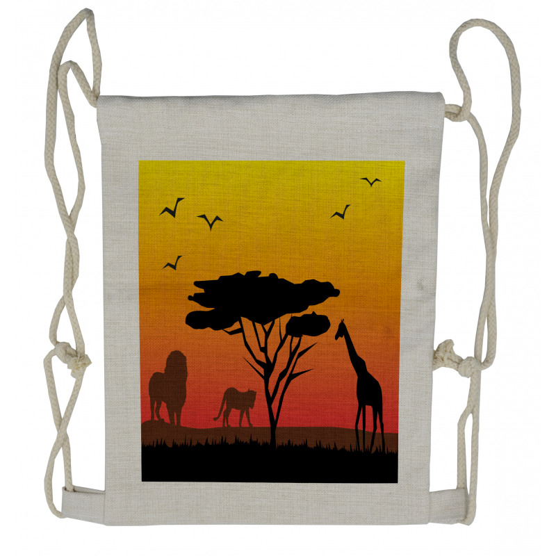 Savannah Animals Sunset Drawstring Backpack