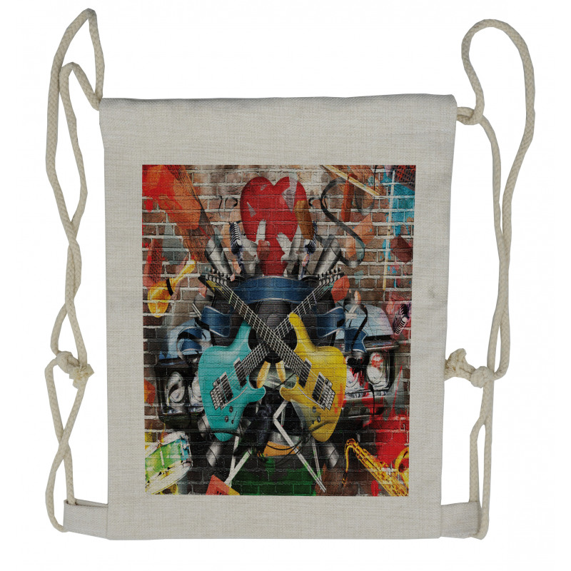 Collage Instrument Joyful Drawstring Backpack