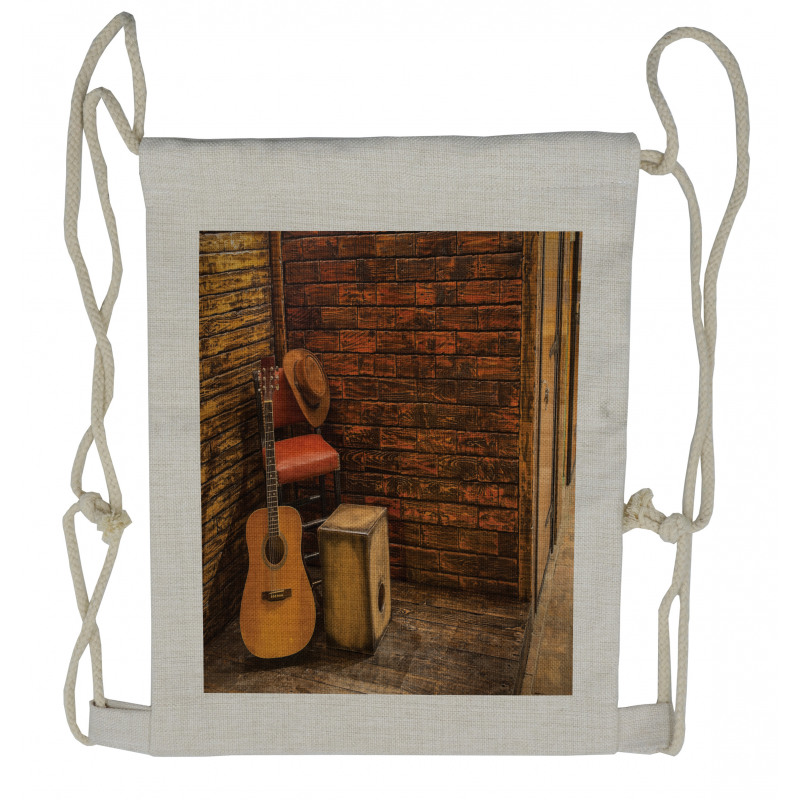 Wooden Stage Pub Cafe Drawstring Backpack