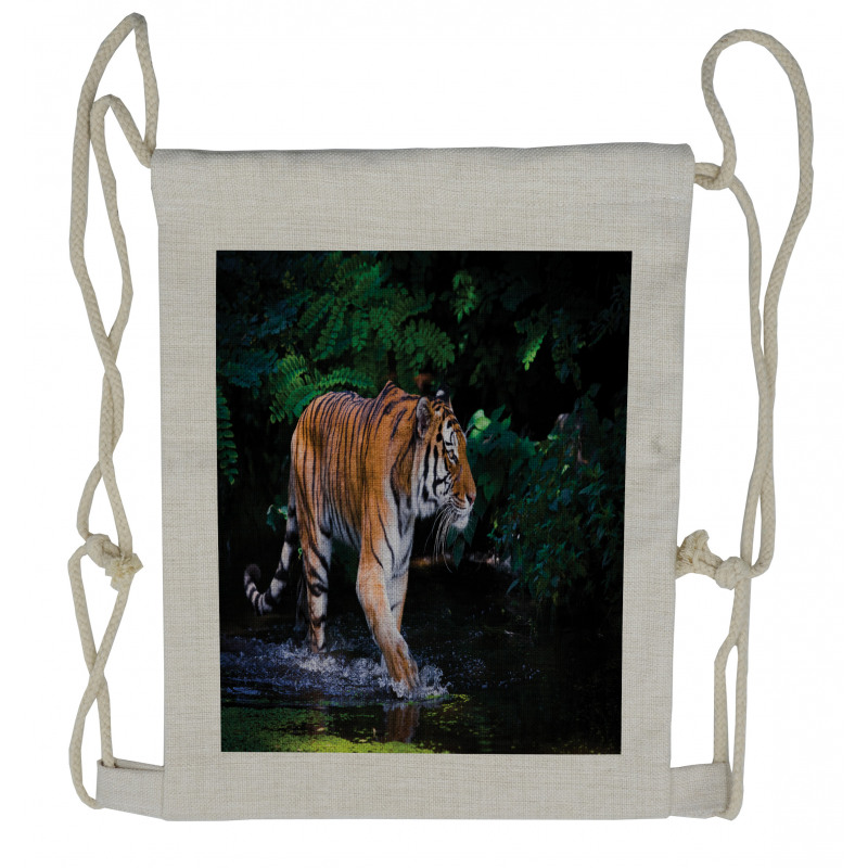 Wild Jungle Tiger Tree Drawstring Backpack