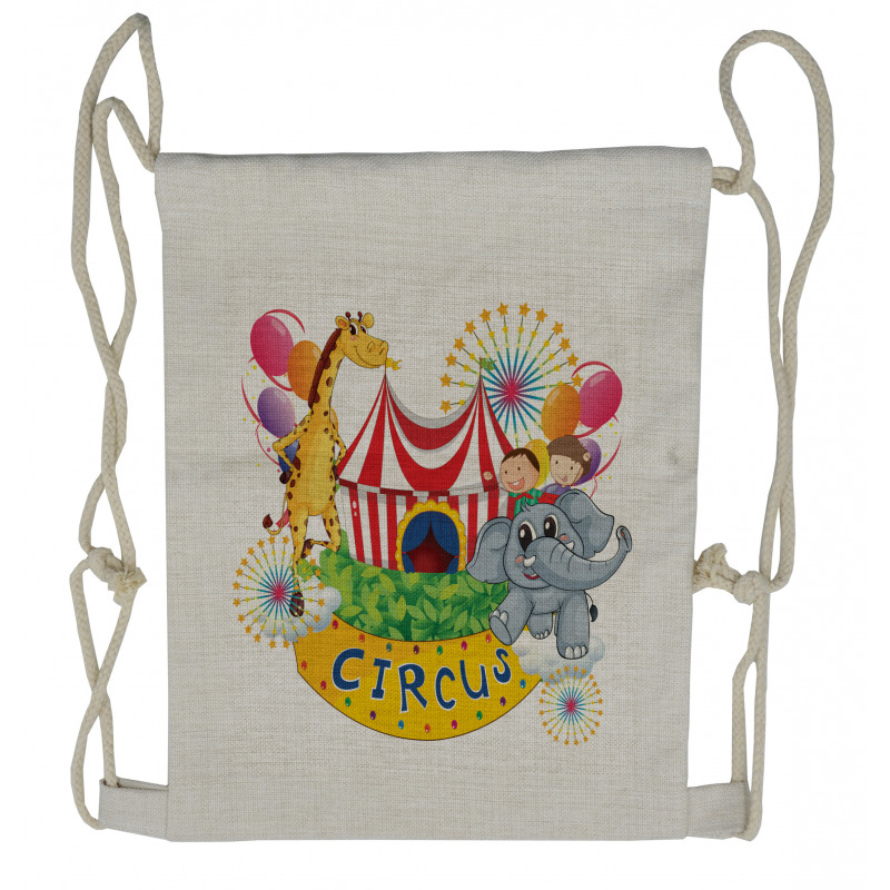 Circus Show with Kids Drawstring Backpack