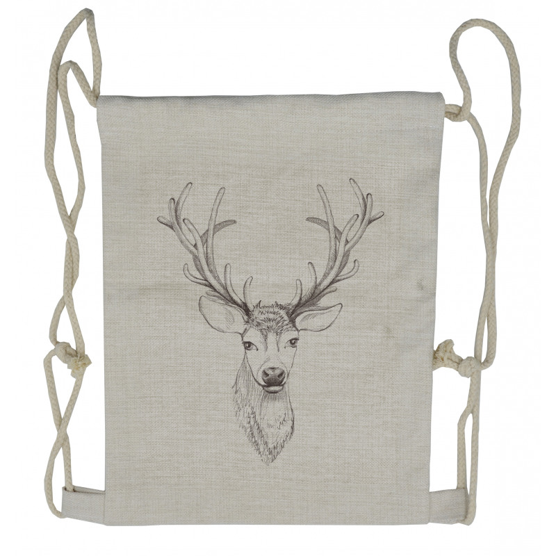 Sketch of Deer Head Drawstring Backpack