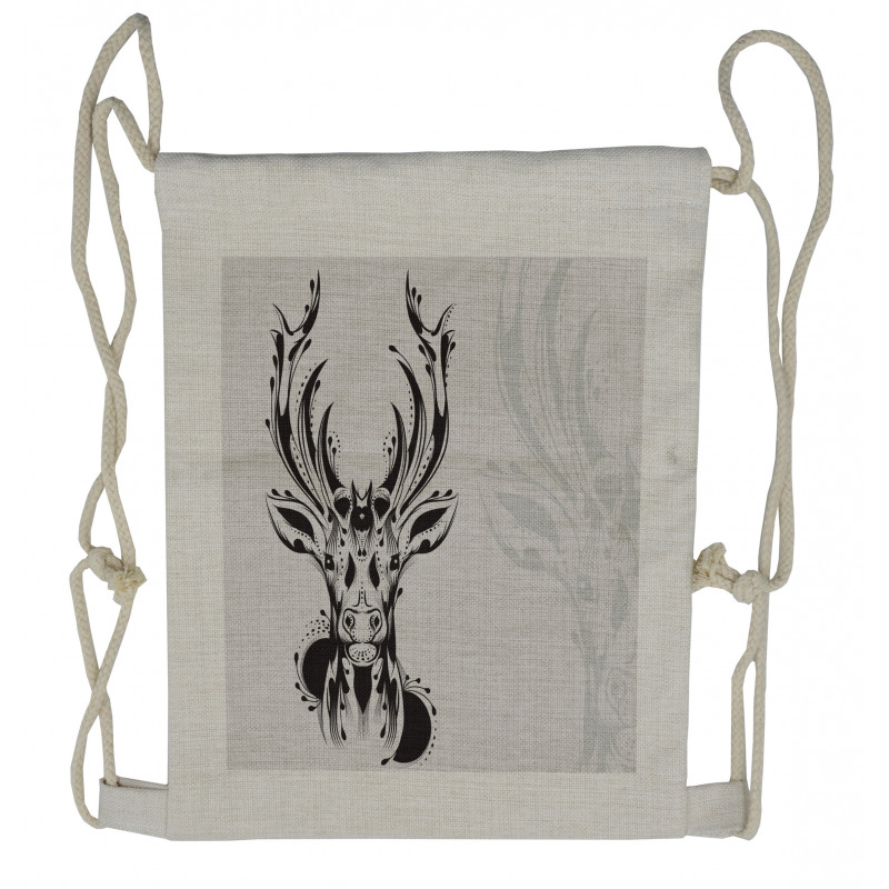 Tribal Deer Shadow Art Drawstring Backpack