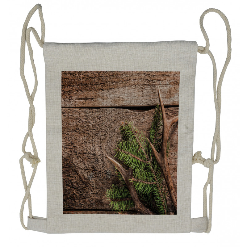 Evergreen Branch Deer Drawstring Backpack