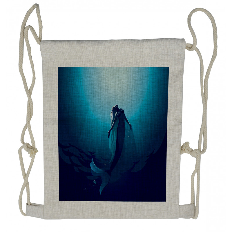 Mermaid in Deep Water Drawstring Backpack