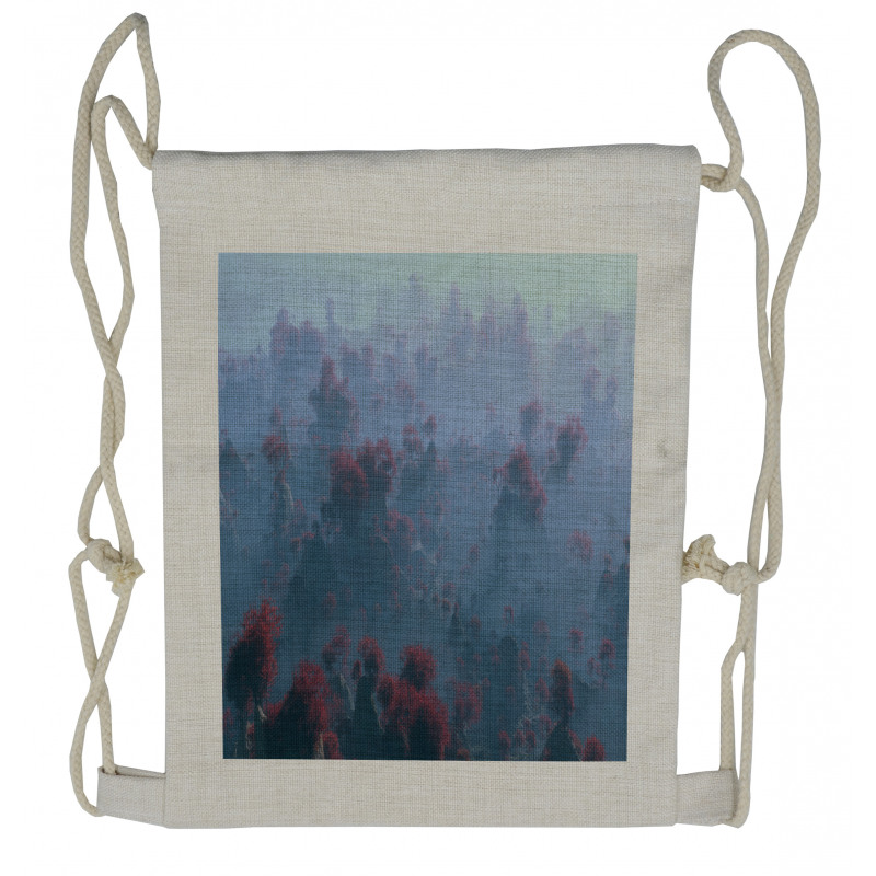 Autumn Trees in Mist Drawstring Backpack