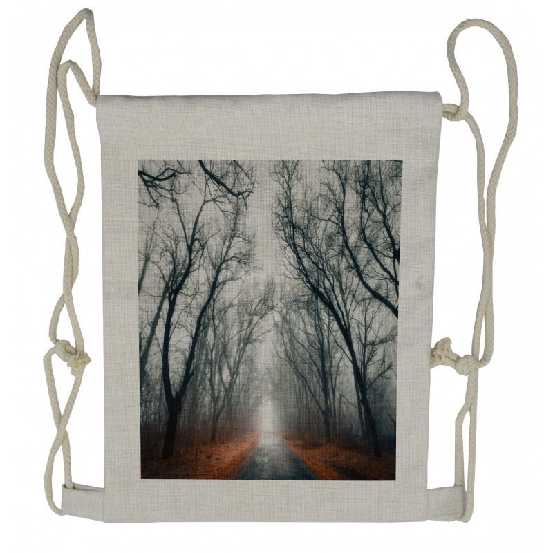 Autumn Sky and Leaves Drawstring Backpack