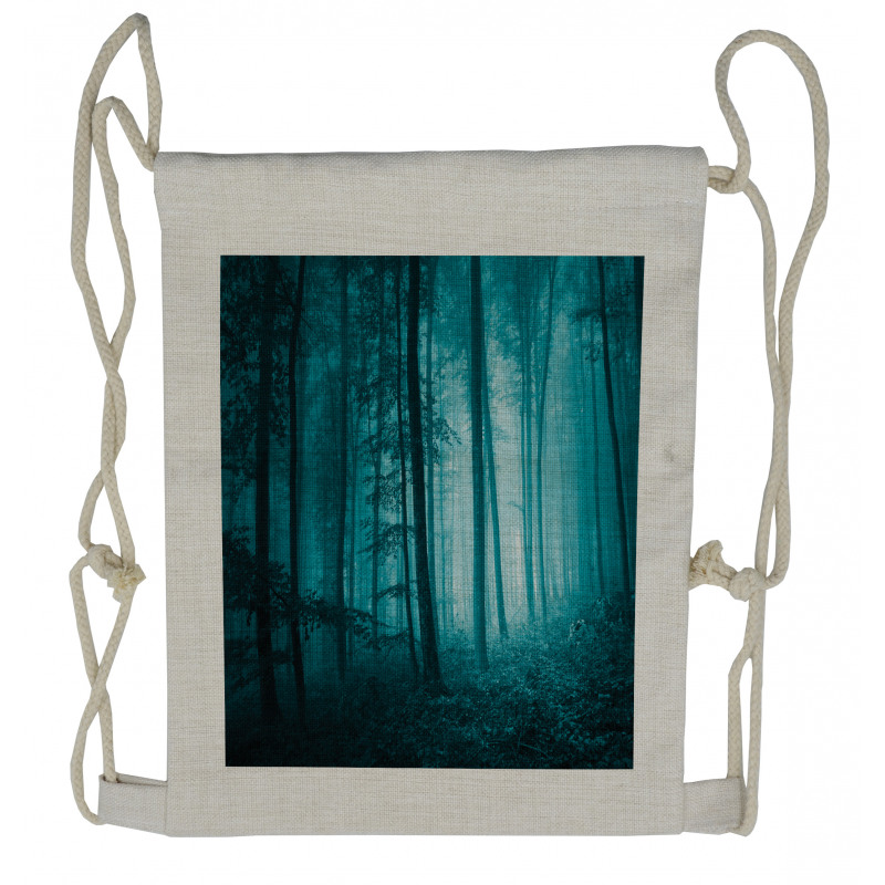 Foggy Dark Country Forest Drawstring Backpack