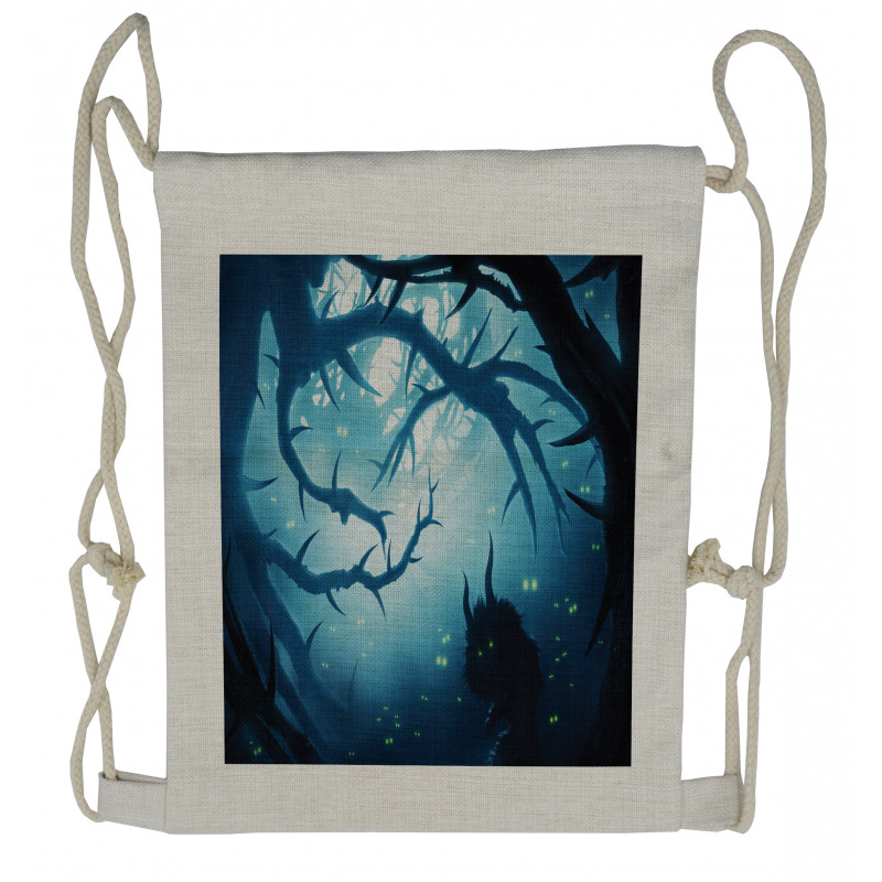 Night Forest Halloween Drawstring Backpack