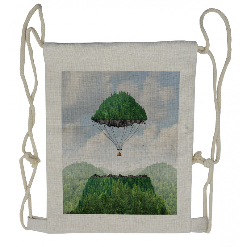 Hot Air Balloon Mountain Drawstring Backpack