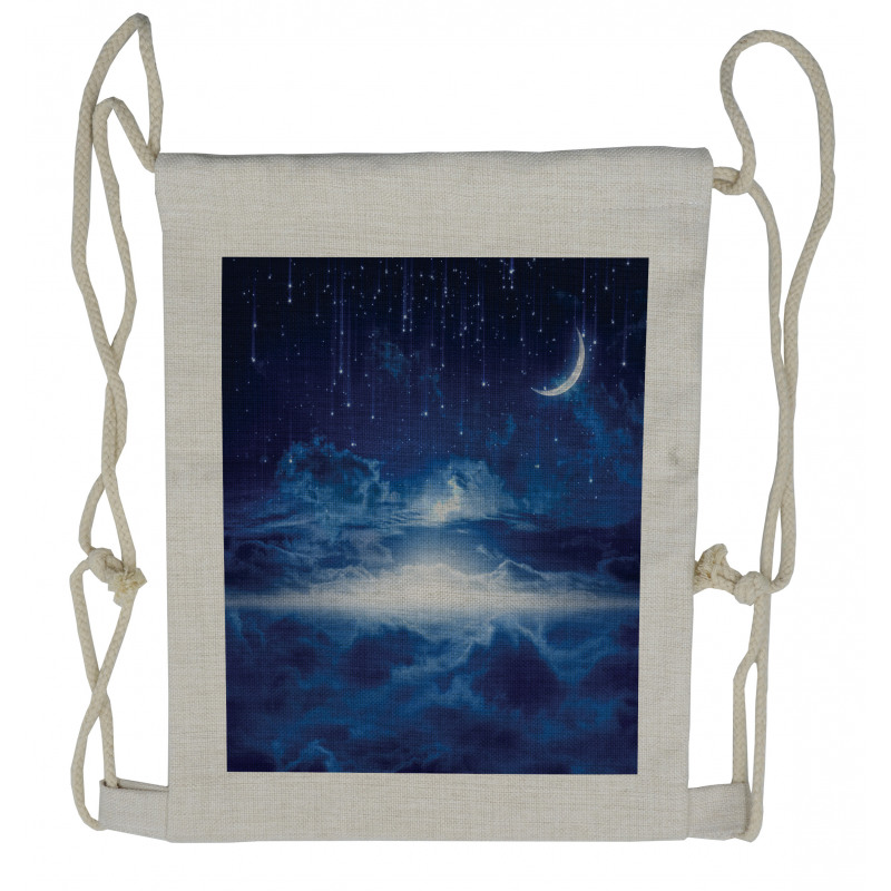 Night Sky Moon Stars Drawstring Backpack