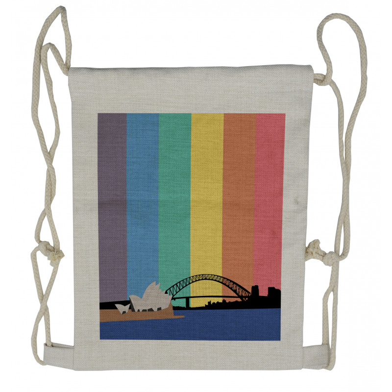 Sydney Building on Rainbow Drawstring Backpack