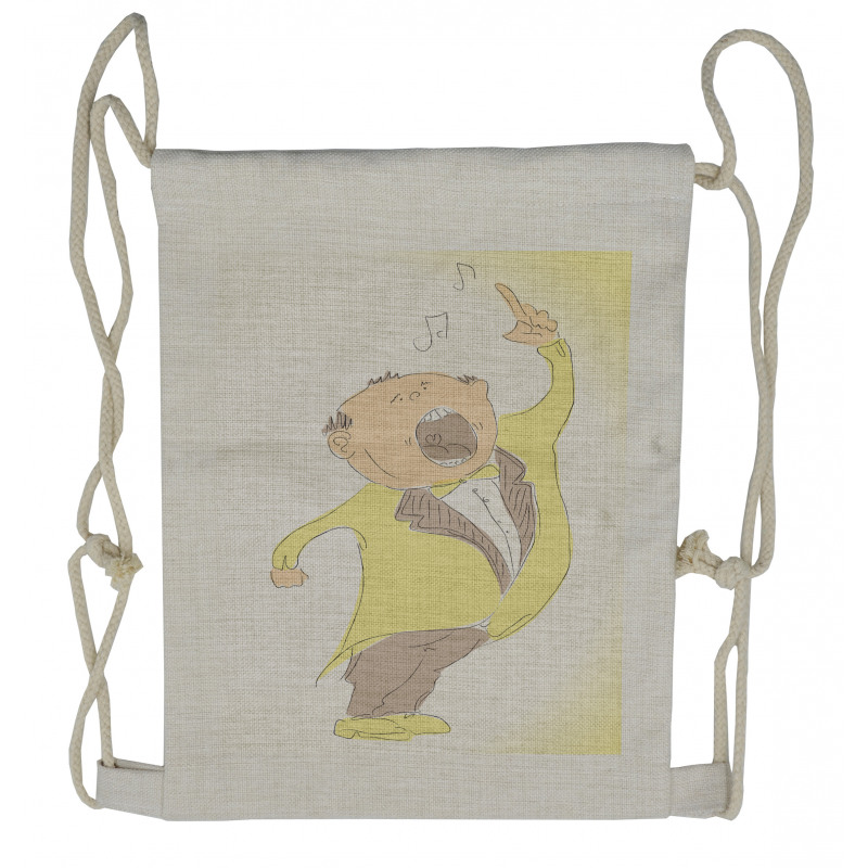 Singing Man Pastel Sketch Drawstring Backpack